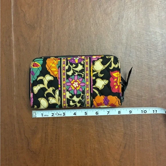 Vera Bradley Floral Suzani Pattern Black, Orange and Purple Wallet - Picture 8 of 9